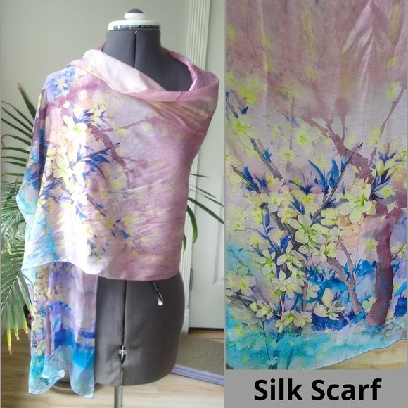 Accessories - Large Silk Watercolor Scarf
